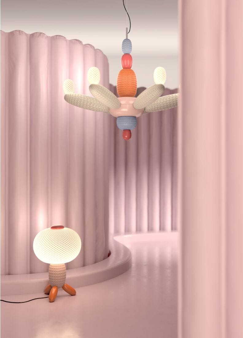 Lladro Chandelier Soft Blown. Rosa (CE/UK)