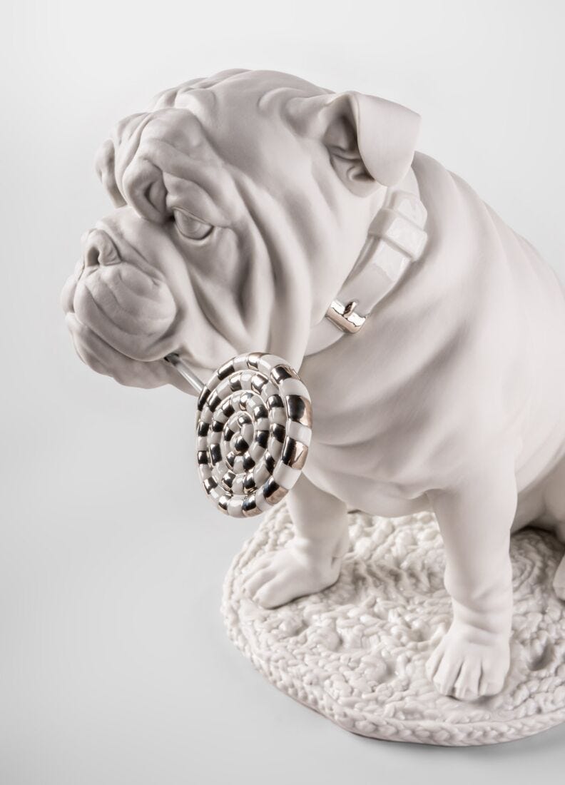Lladro Escultura Bulldog Con Piruleta. Re-Deco
