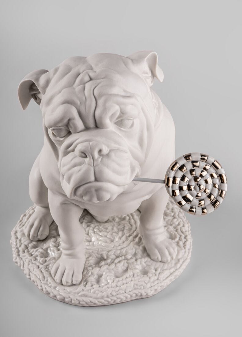 Lladro Escultura Bulldog Con Piruleta. Re-Deco