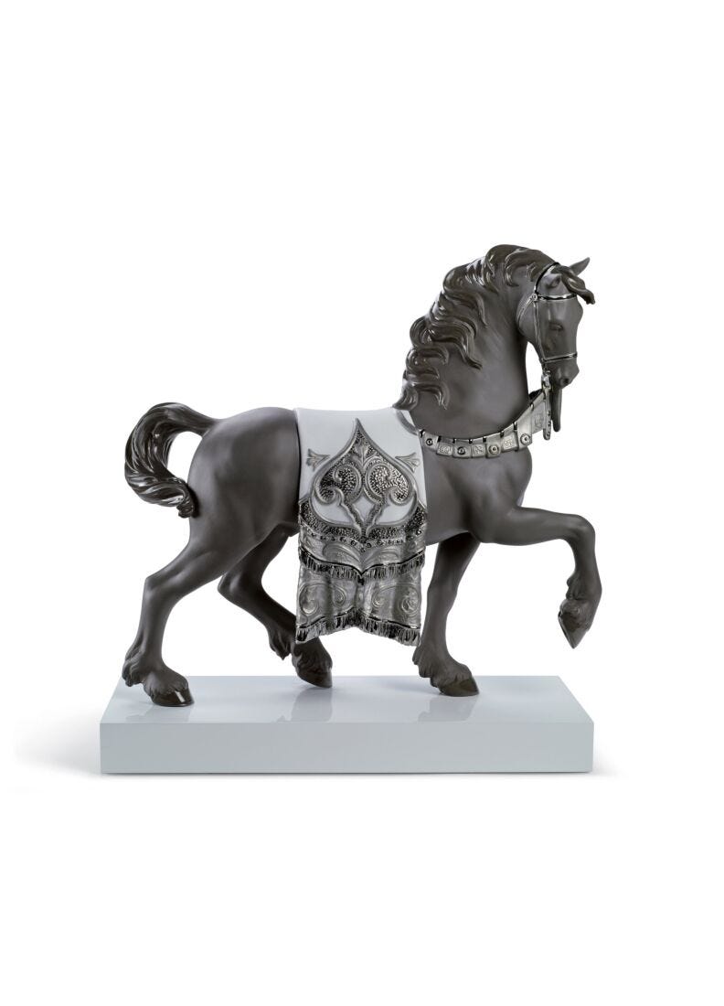Lladro Escultura Caballo Cortesano. Lustre Plata