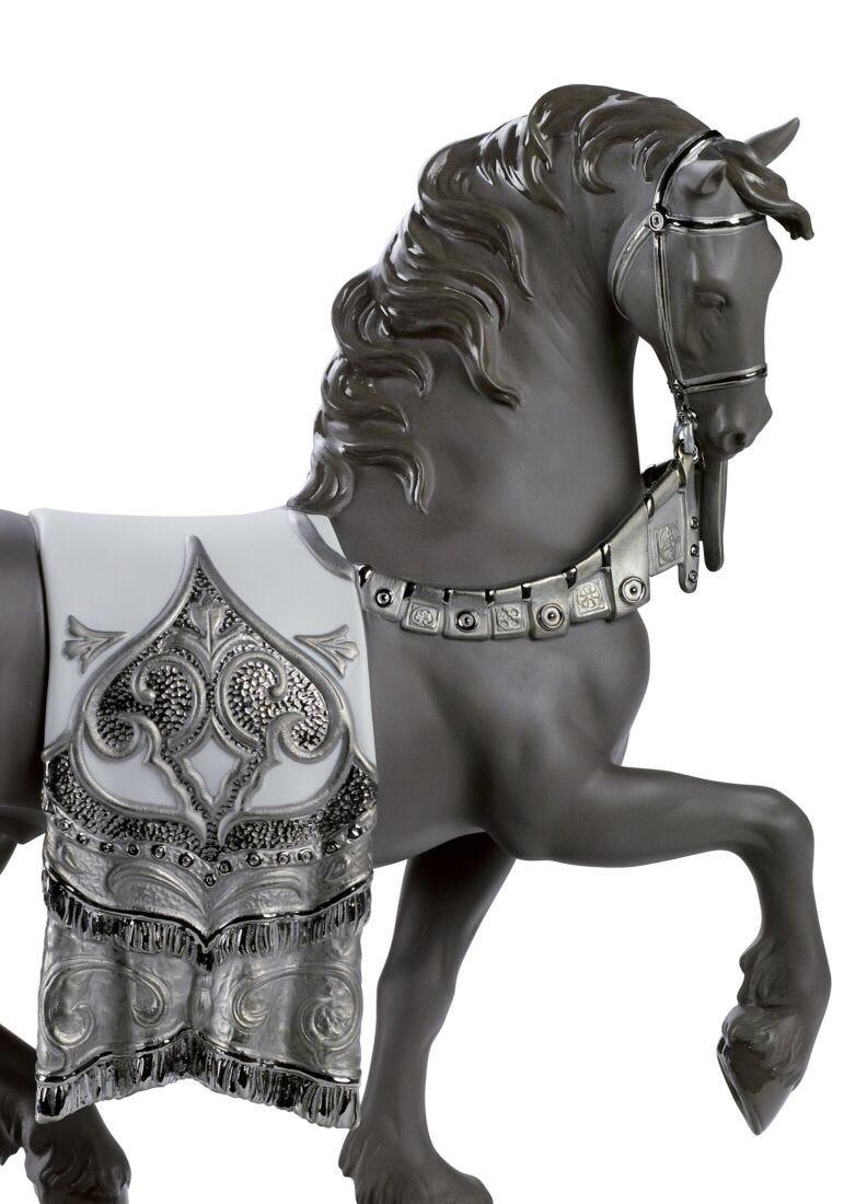 Lladro Escultura Caballo Cortesano. Lustre Plata