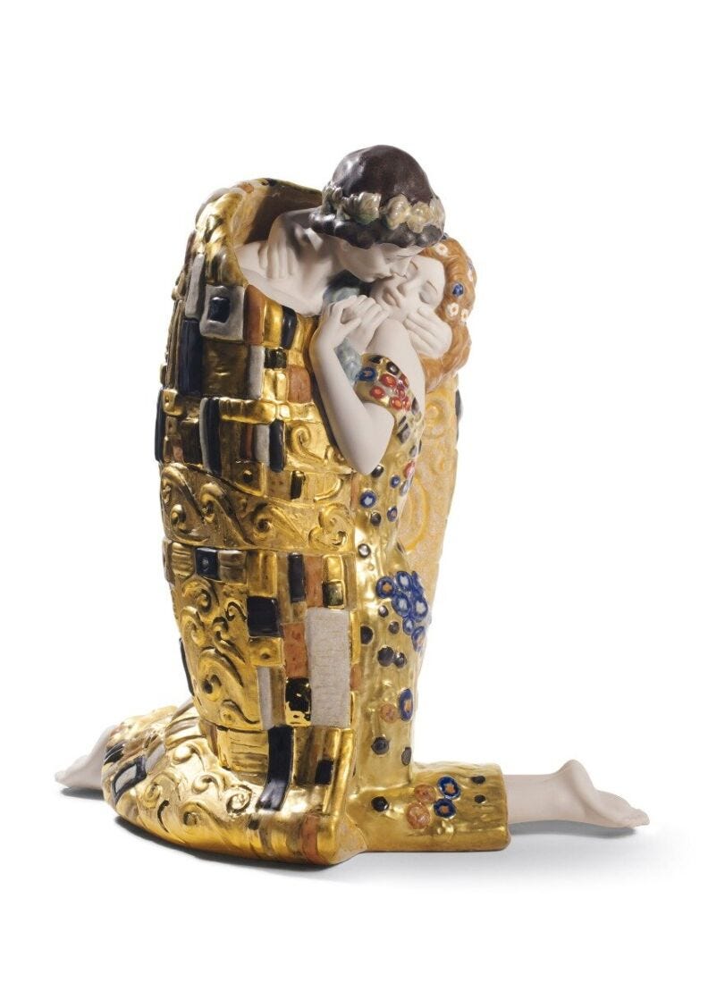 lladro Escultura El Beso. Lustre oro