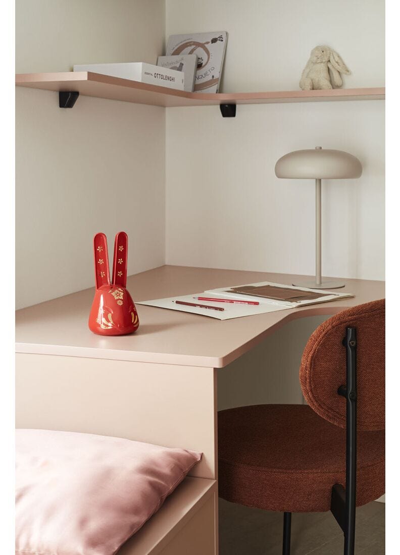 Lladro Escultura El Conejo. Rojo - Oro