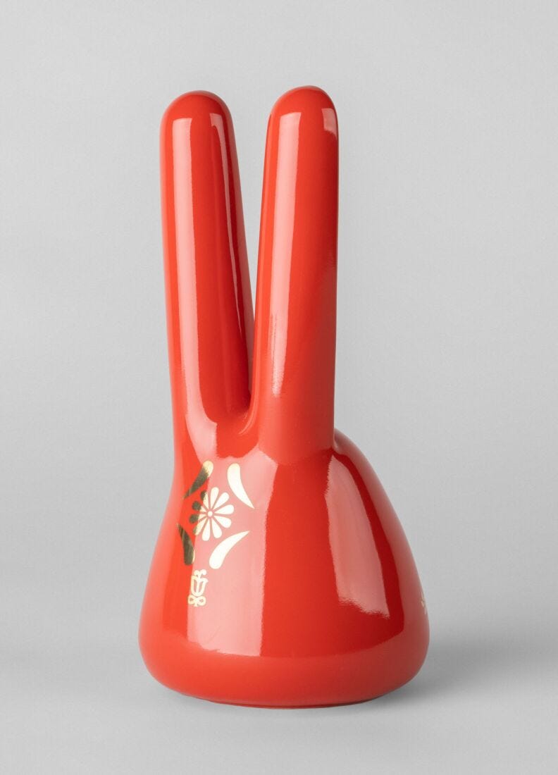 Lladro Escultura El Conejo. Rojo - Oro