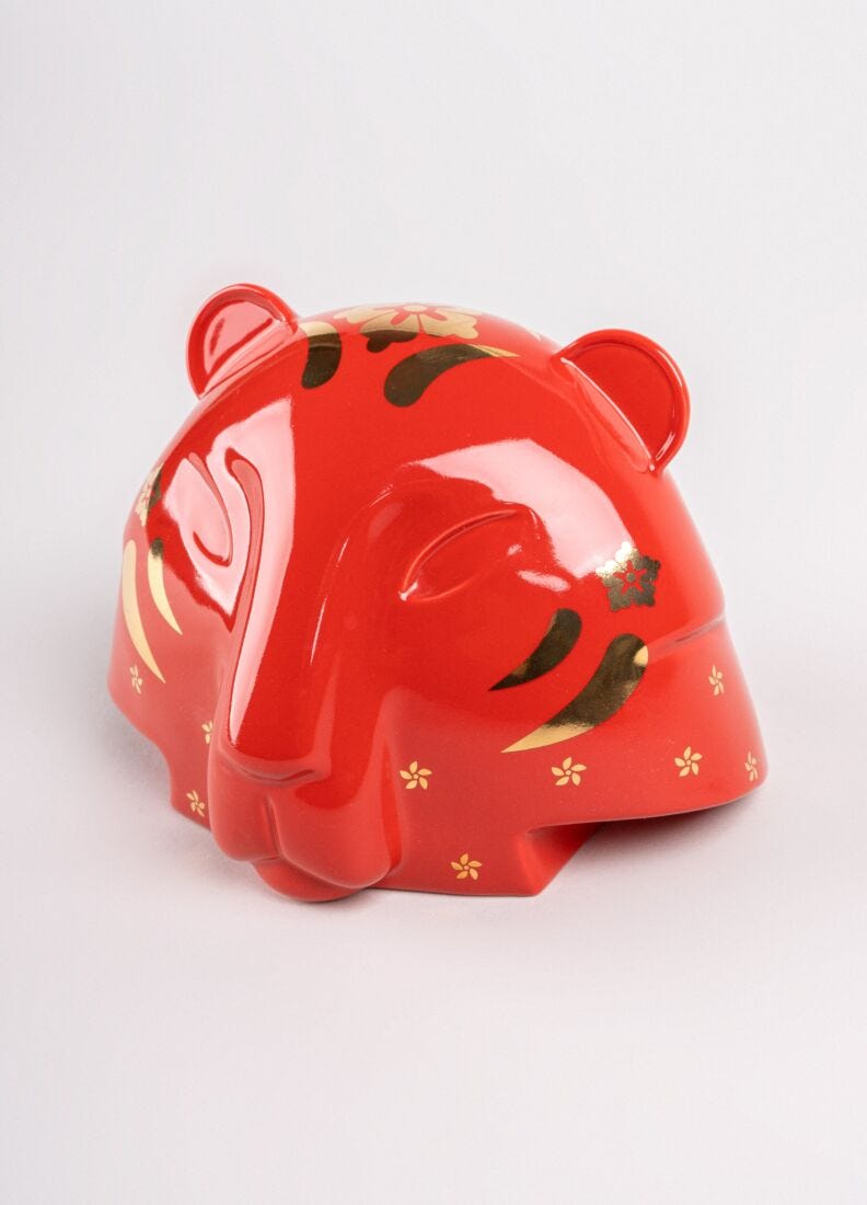 Lladro Escultura El Tigre. Rojo- Oro