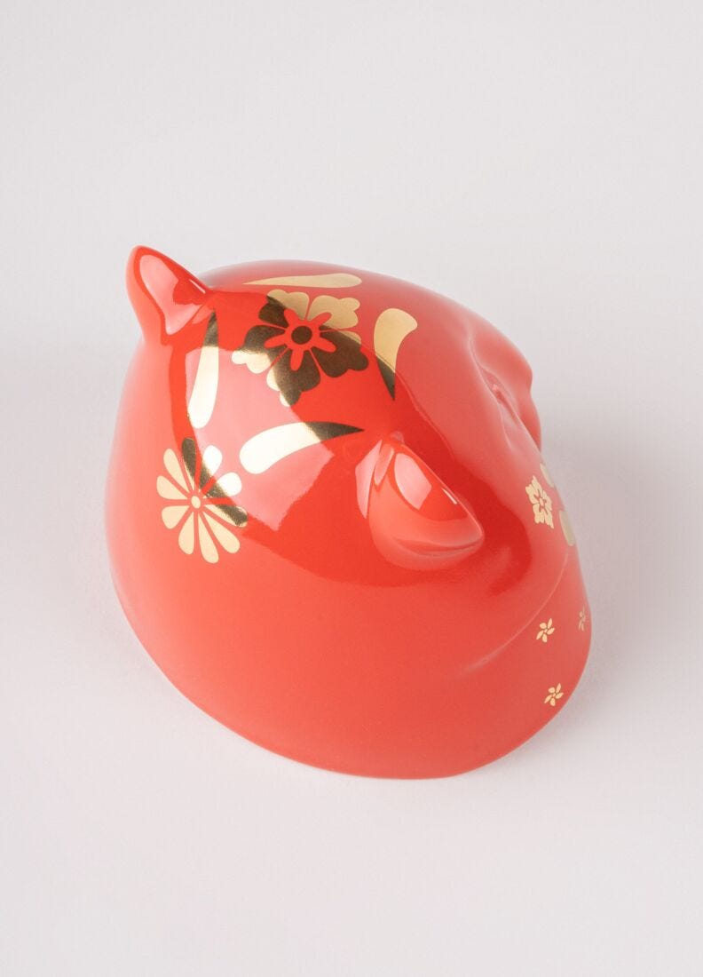 Lladro Escultura El Tigre. Rojo- Oro