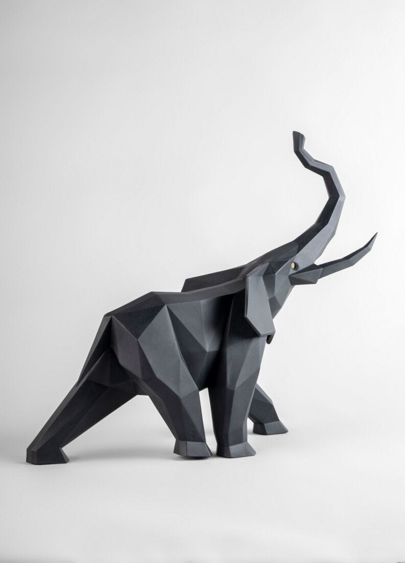 Lladro Escultura Elefante. Negro Mate