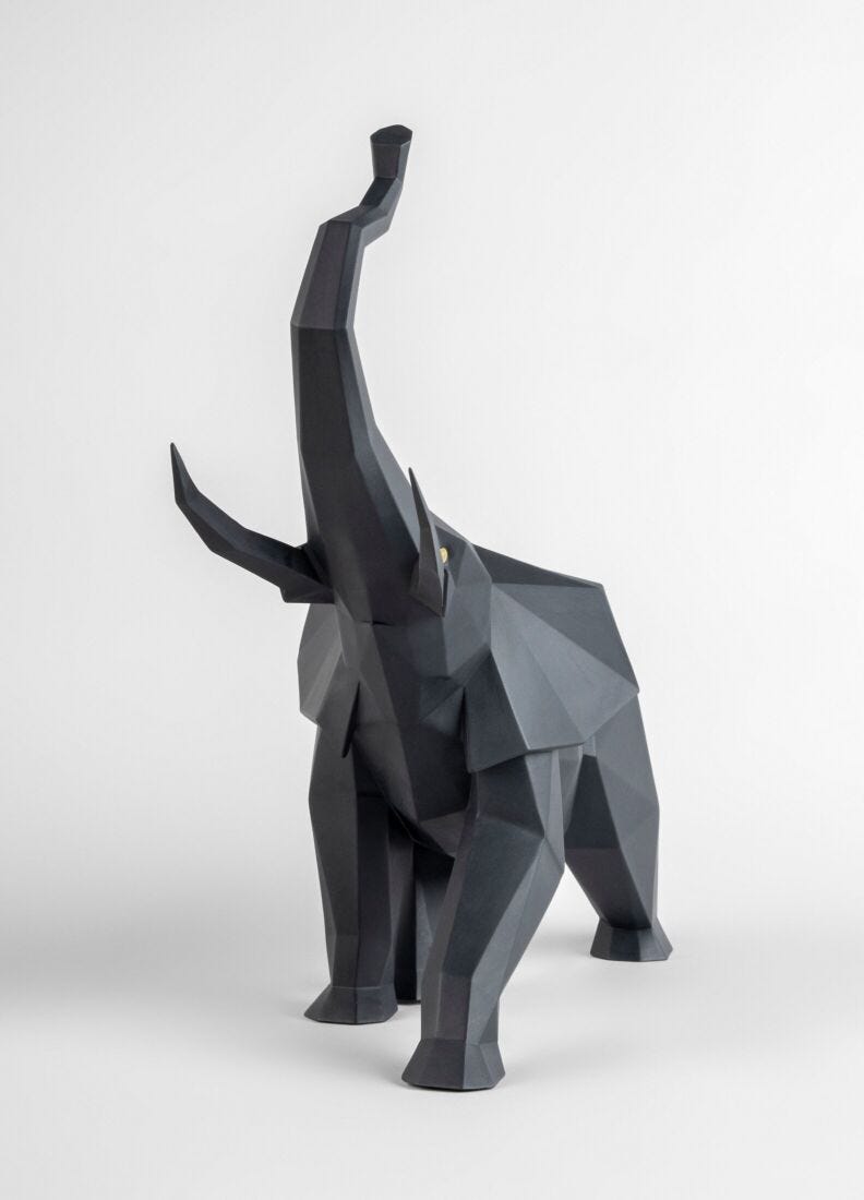 Lladro Escultura Elefante. Negro Mate