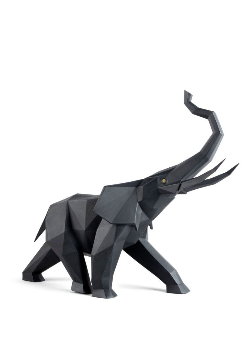 lladro Escultura Elefante. Negro mate
