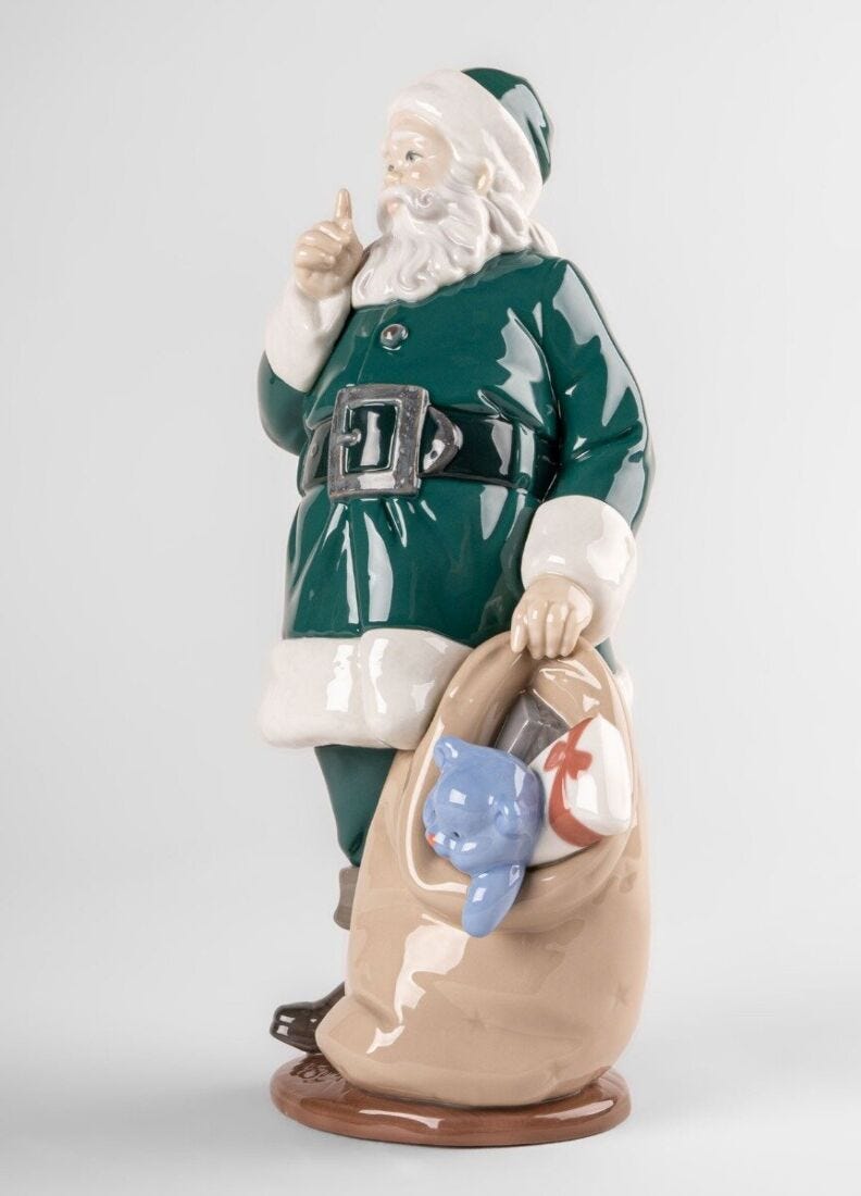 Lladro Escultura Ha Llegado Papá Noel. Verde