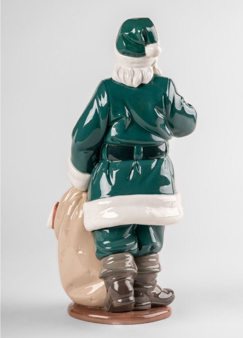Lladro Escultura Ha Llegado Papá Noel. Verde