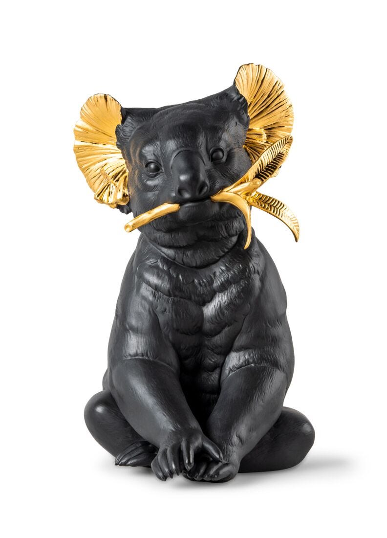 lladro Escultura Koala. Negro-dorado. Serie Limitada