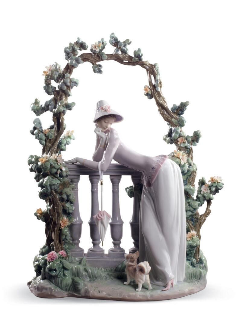 lladro Escultura mujer En la balaustrada