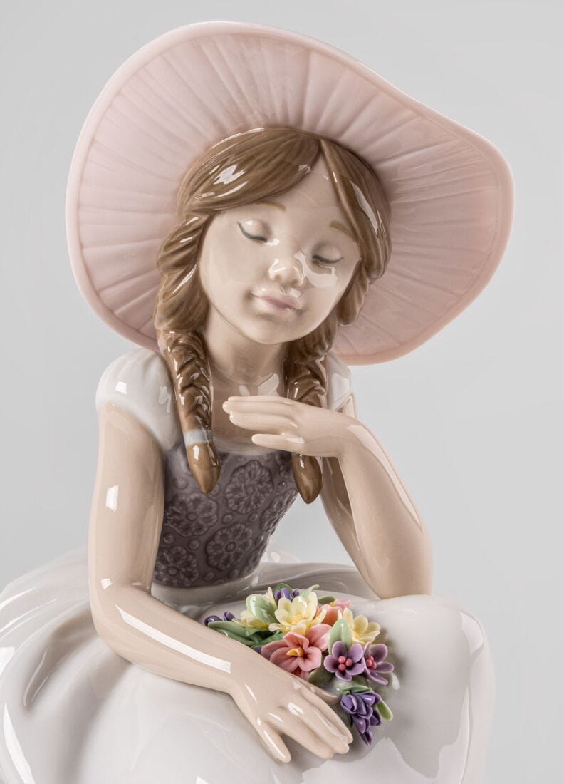 Lladro Escultura Niña Llegó La Primavera