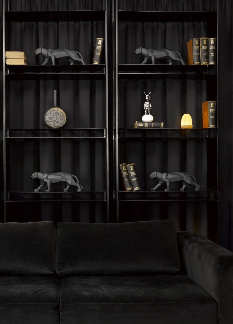 Lladro Escultura Pantera. Negro Mate