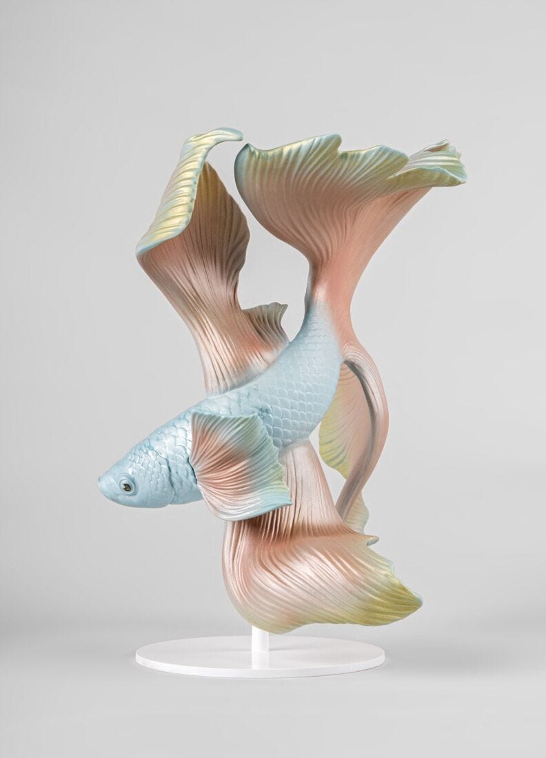 Lladro Escultura Pez Betta. Izquierdo