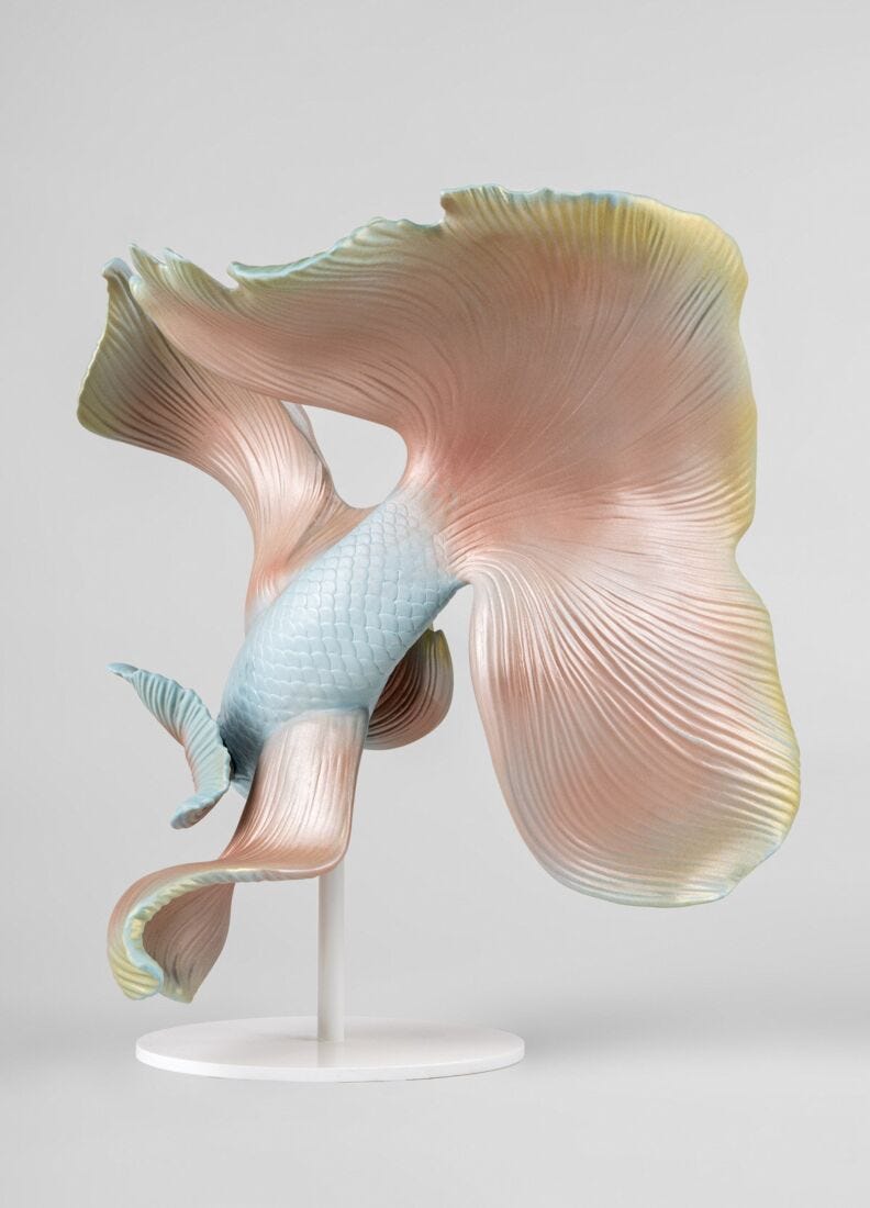 Lladro Escultura Pez Betta. Izquierdo