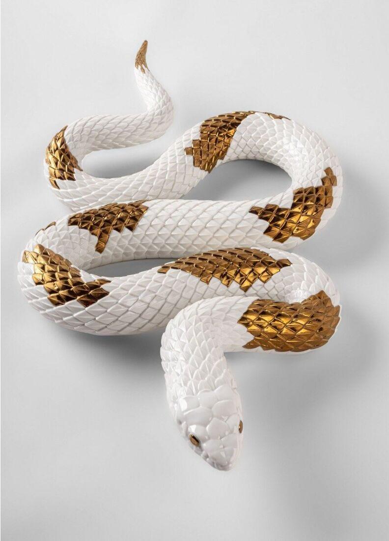 Lladro Escultura Serpiente. Blanco - Cobre