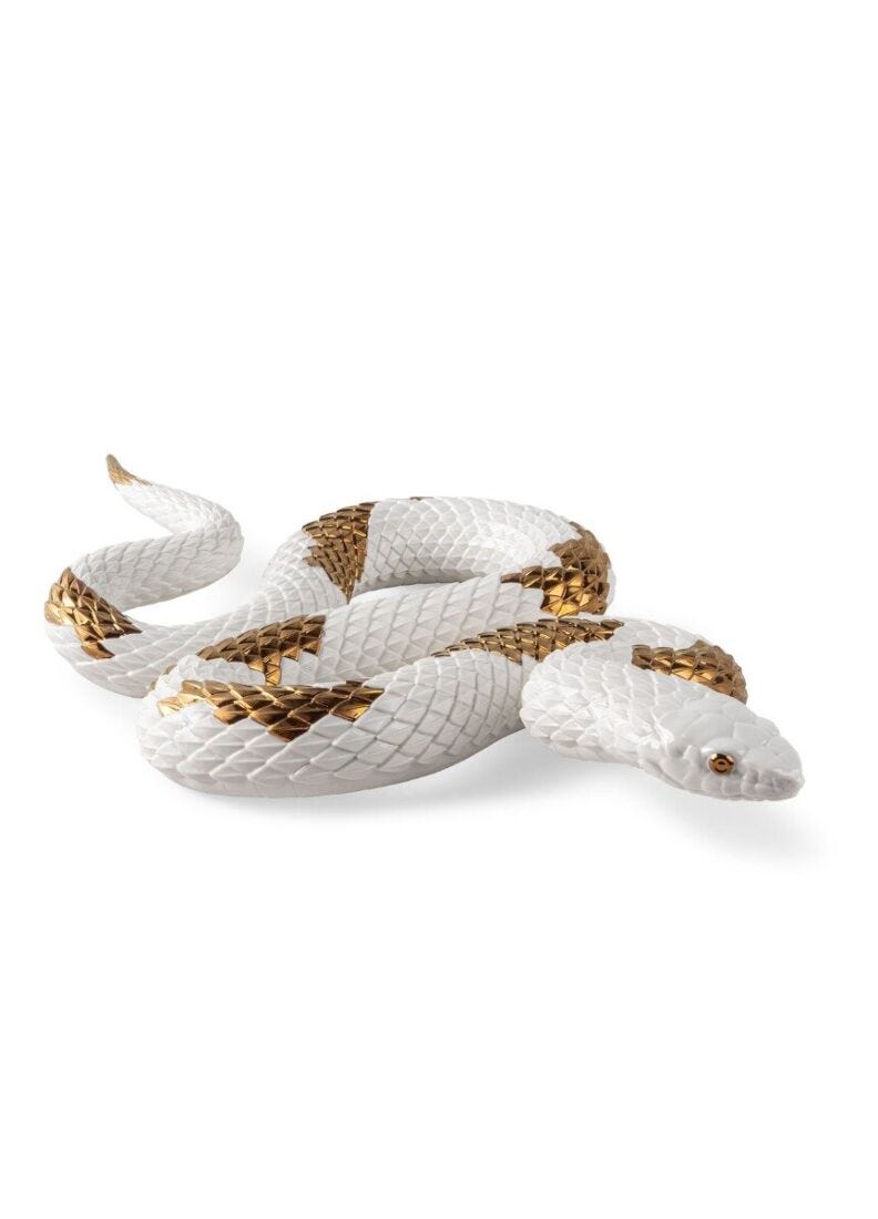 lladro Escultura Serpiente. Blanco - cobre