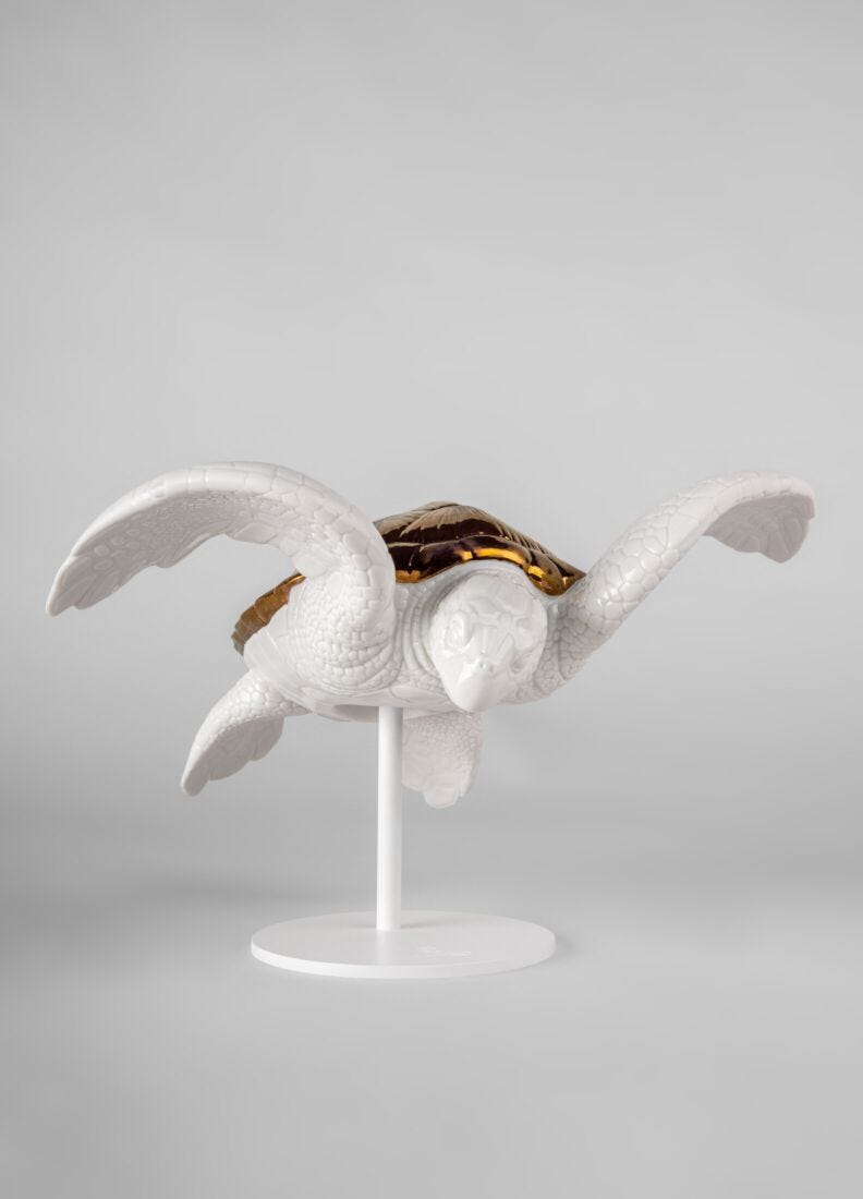 Lladro Escultura Tortuga Marina I (blanco - Cobre)