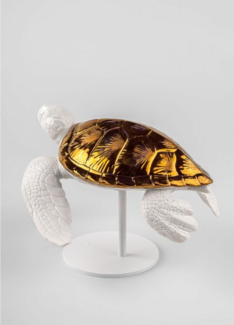 Lladro Escultura Tortuga Marina II (blanco – Cobre)