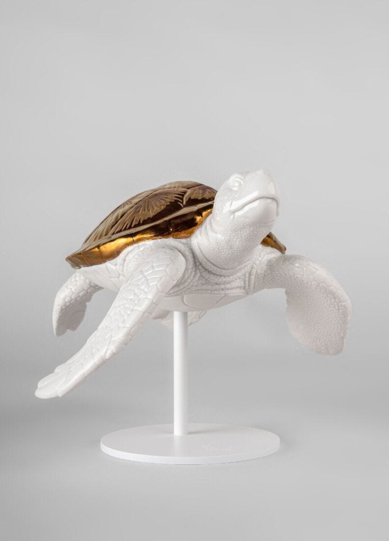 Lladro Escultura Tortuga Marina II (blanco – Cobre)