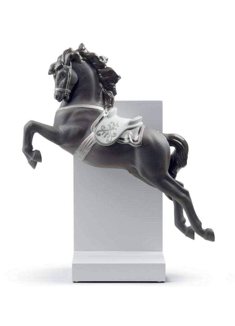lladro Figura Caballo en pirouette. Lustre plata