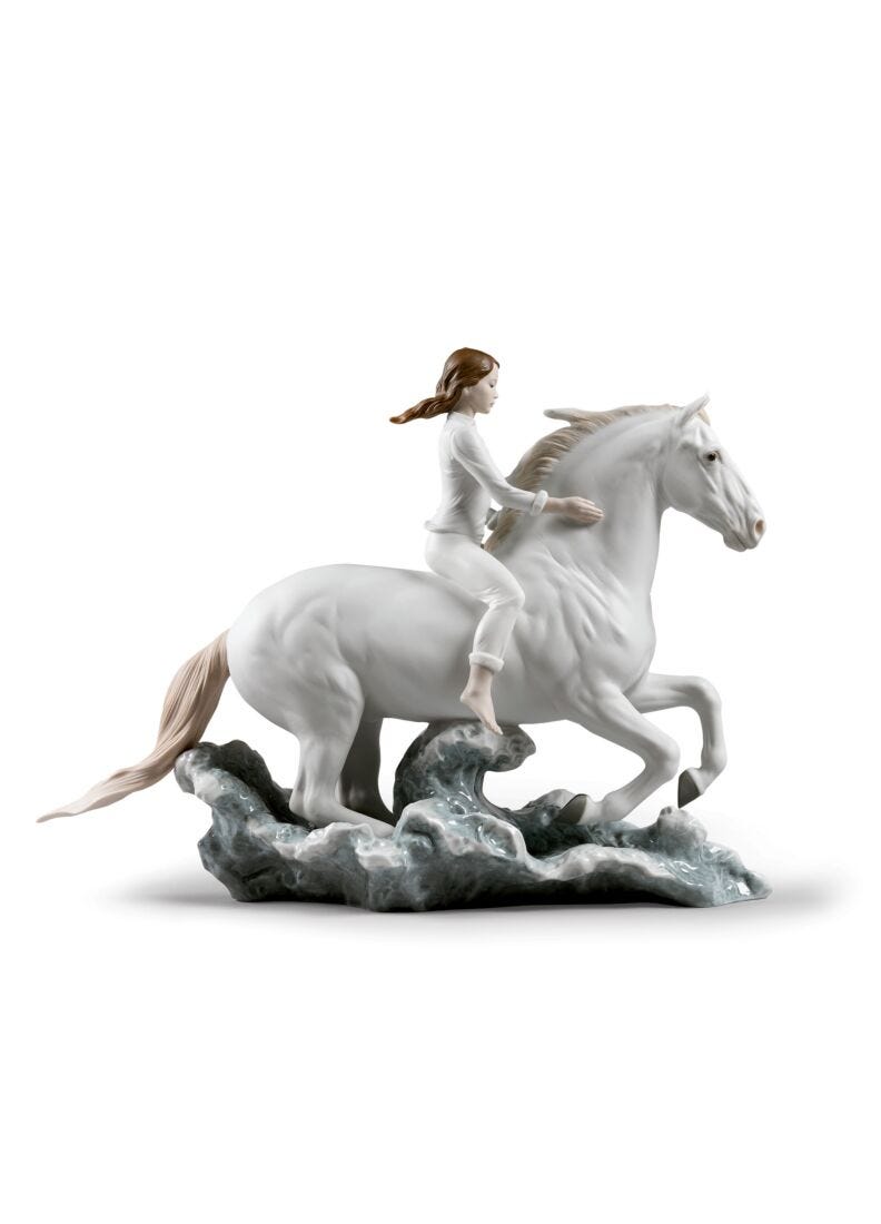 lladro Figura caballo y mujer Galope en el mar