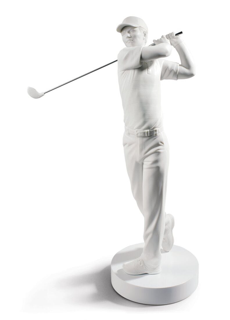 Lladro Figura Campeón De Golf. Blanca