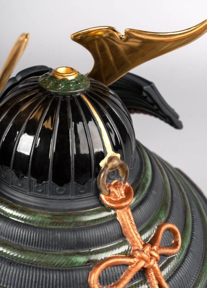 Lladro Figura Casco Samurái Naranja