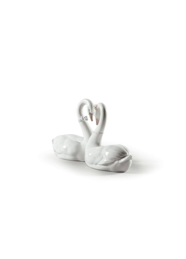 Lladro Figura Cisnes Corazón Blanco