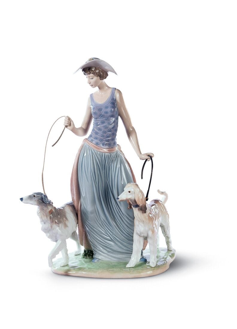 Lladro Figura Dama Con Perros