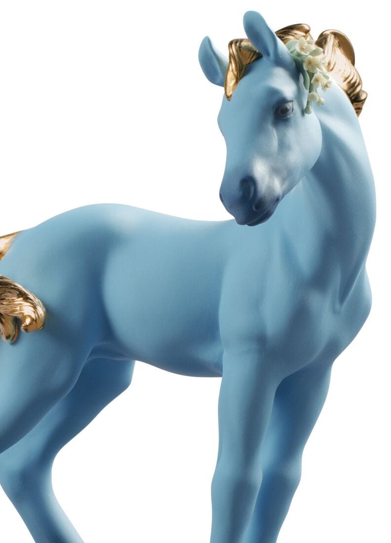 Lladro Figura El Caballo. Azul. Serie Limitada