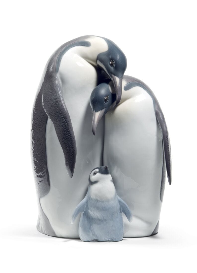 Lladro Figura Familia De Pingüinos