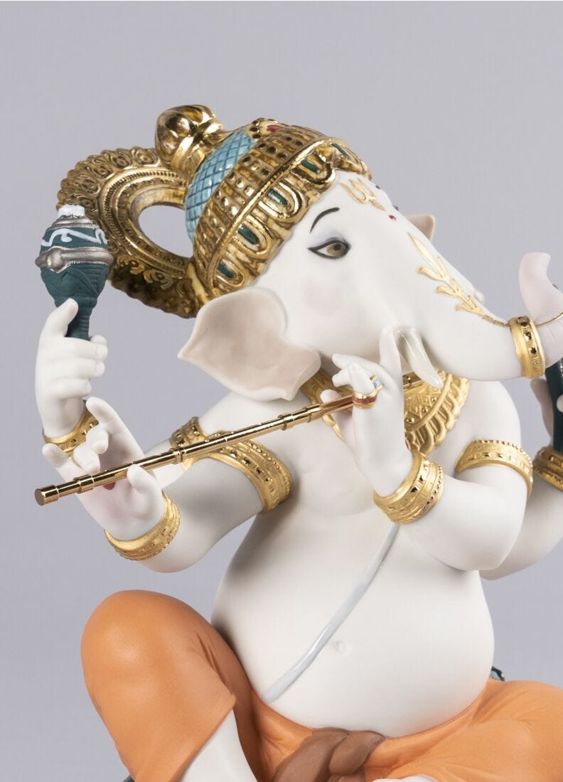 Lladro Figura Ganesha Con Bansuri. Serie Limitada