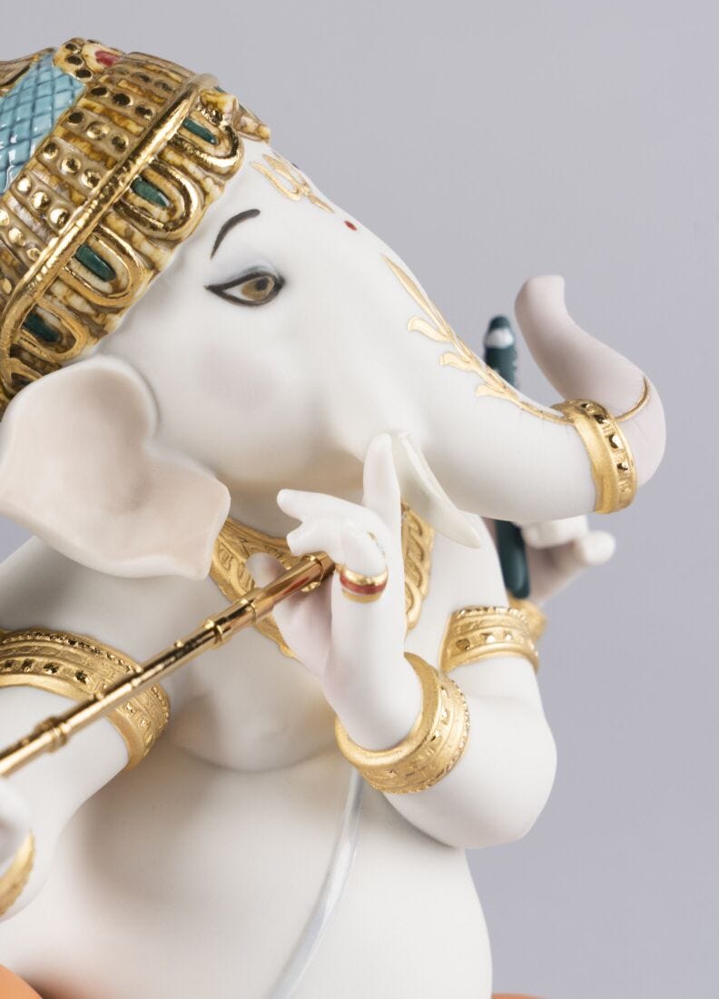 Lladro Figura Ganesha Con Bansuri. Serie Limitada