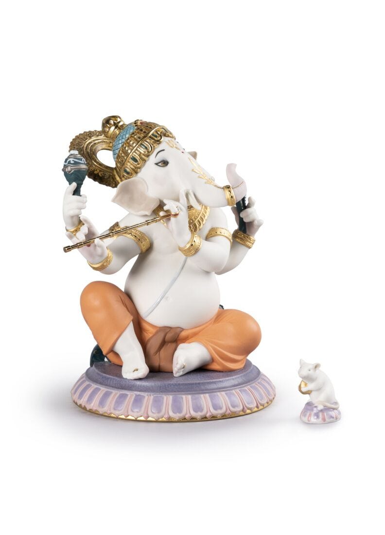 lladro Figura Ganesha con bansuri. Serie limitada