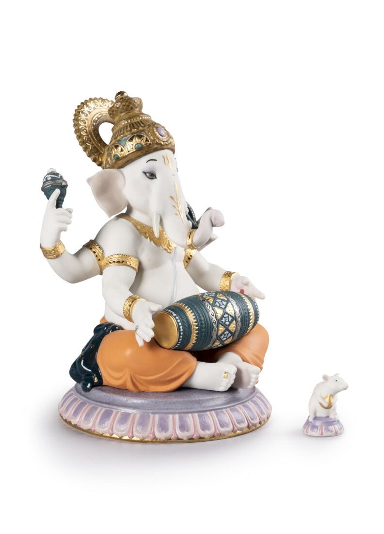 Lladro Figura Ganesha Con Mridangam. Serie Limitada