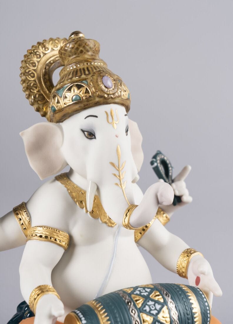 Lladro Figura Ganesha Con Mridangam. Serie Limitada