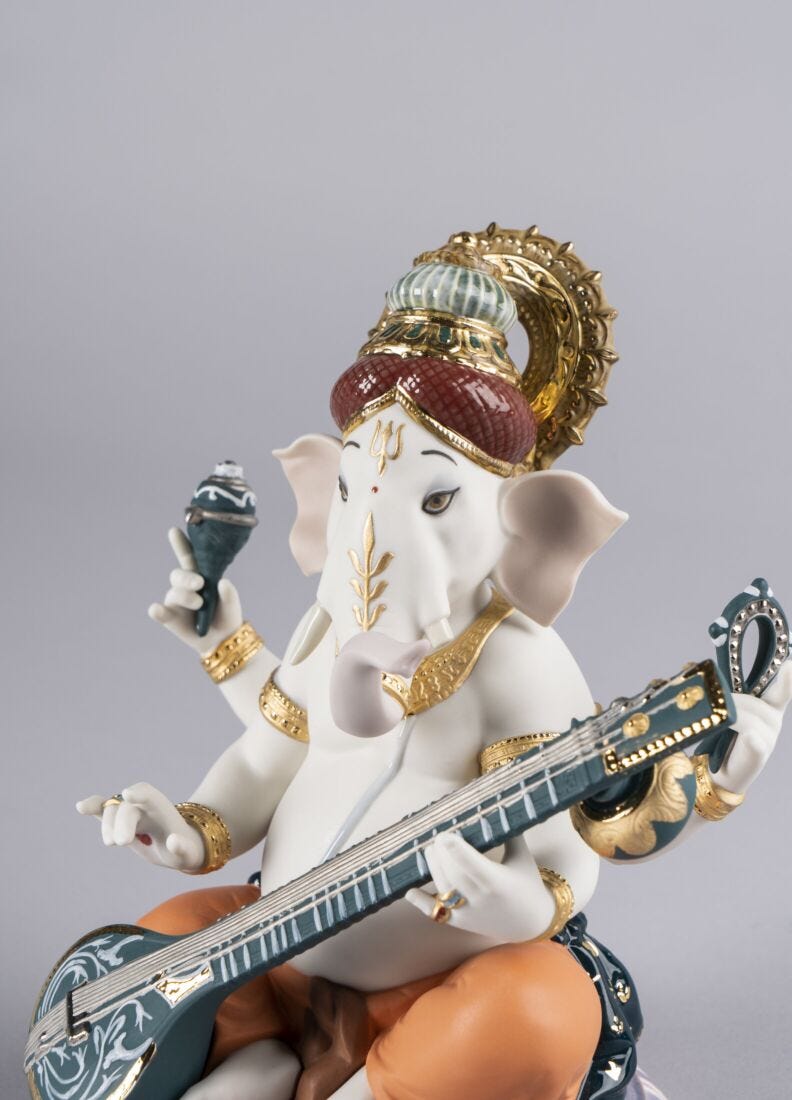 Lladro Figura Ganesha Con Veena. Serie Limitada