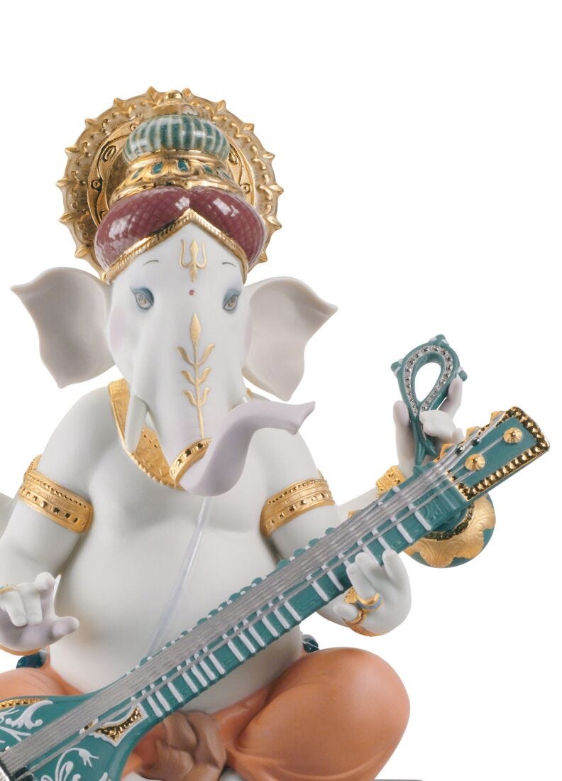 Lladro Figura Ganesha Con Veena. Serie Limitada