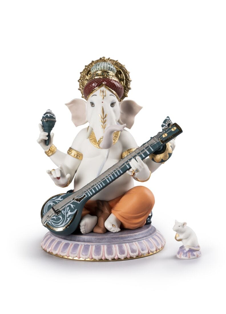 lladro Figura Ganesha con veena. Serie limitada