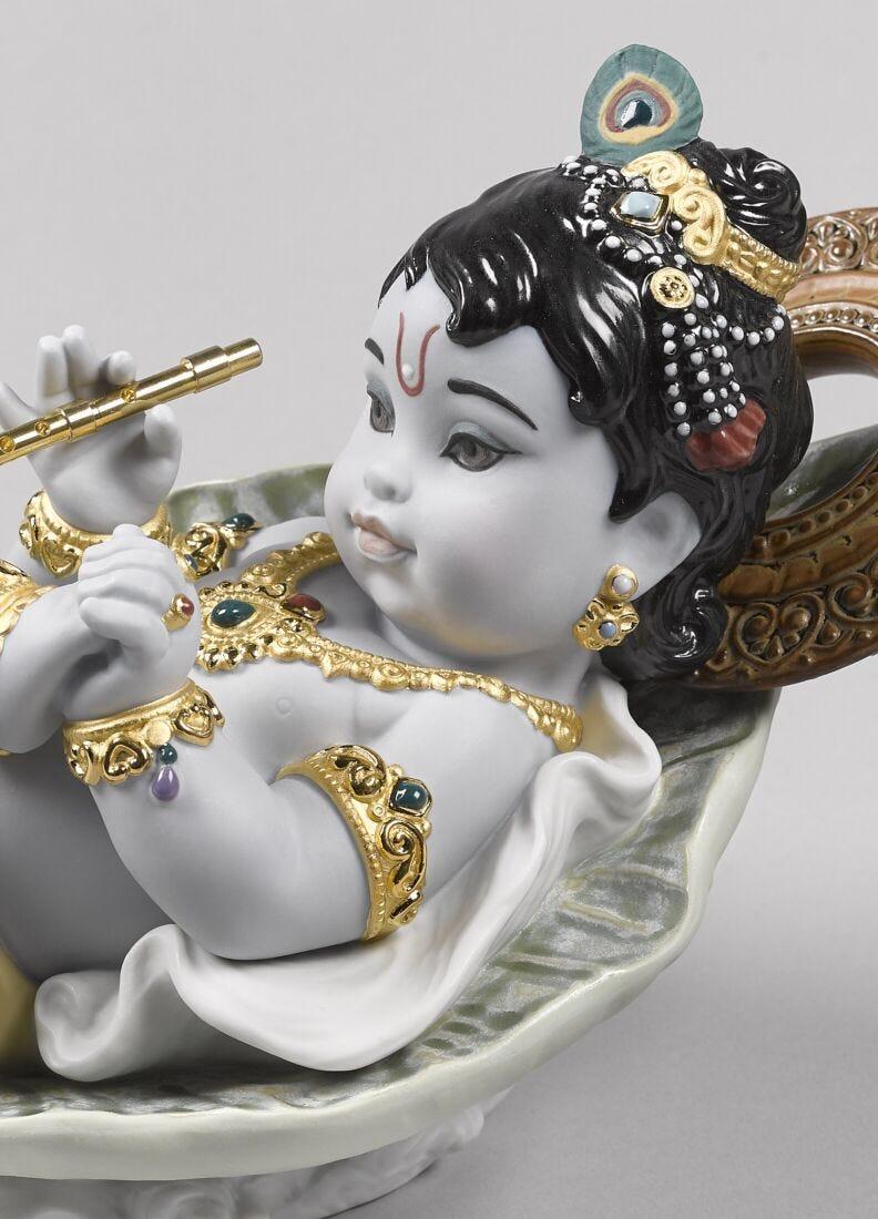 Lladro Figura Krishna On Leaf