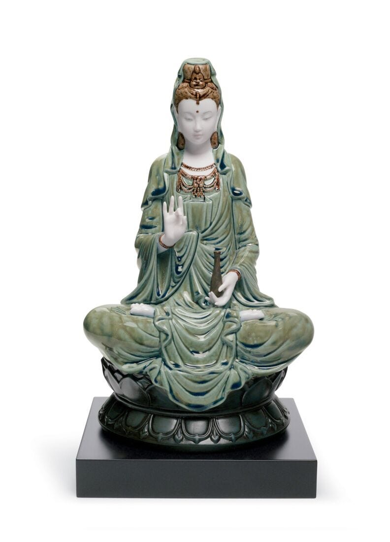Lladro Figura Kwan Yin. Verde
