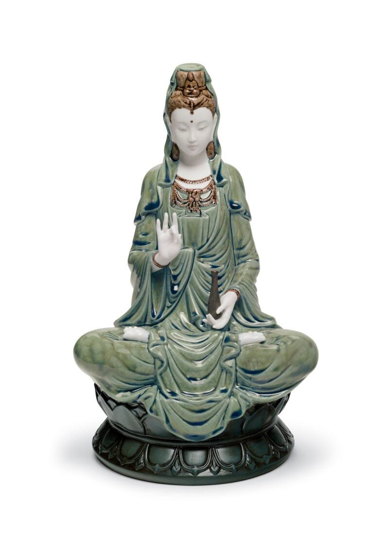 Lladro Figura Kwan Yin. Verde