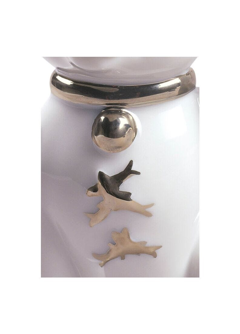 Lladro Figura Maneki Neko. Lustre Plata