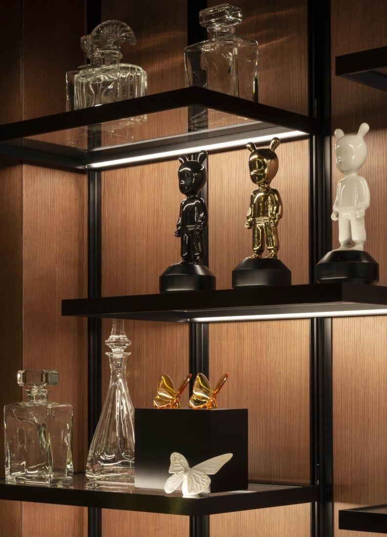 Lladro Figura Mariposa. Lustre Oro Y Blanco