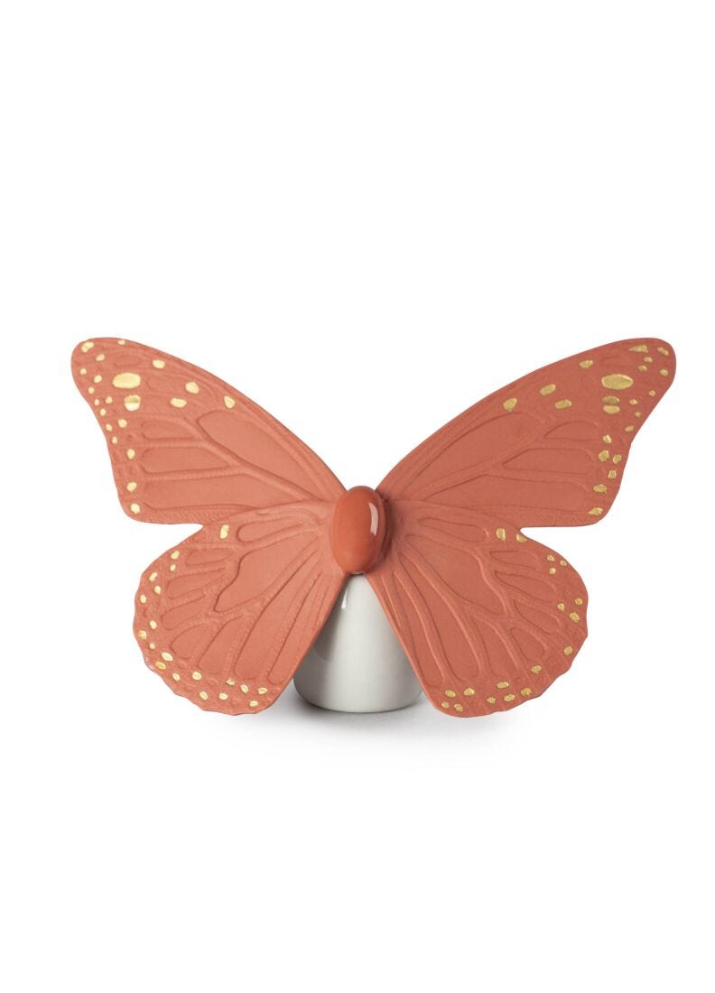 lladro Figura Mariposa. Lustre oro y coral