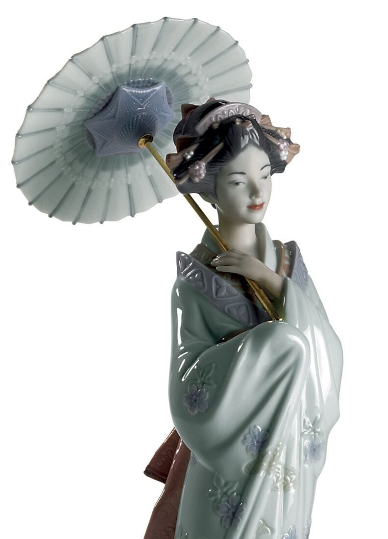 Lladro Figura Mujer Estampa Japonesa