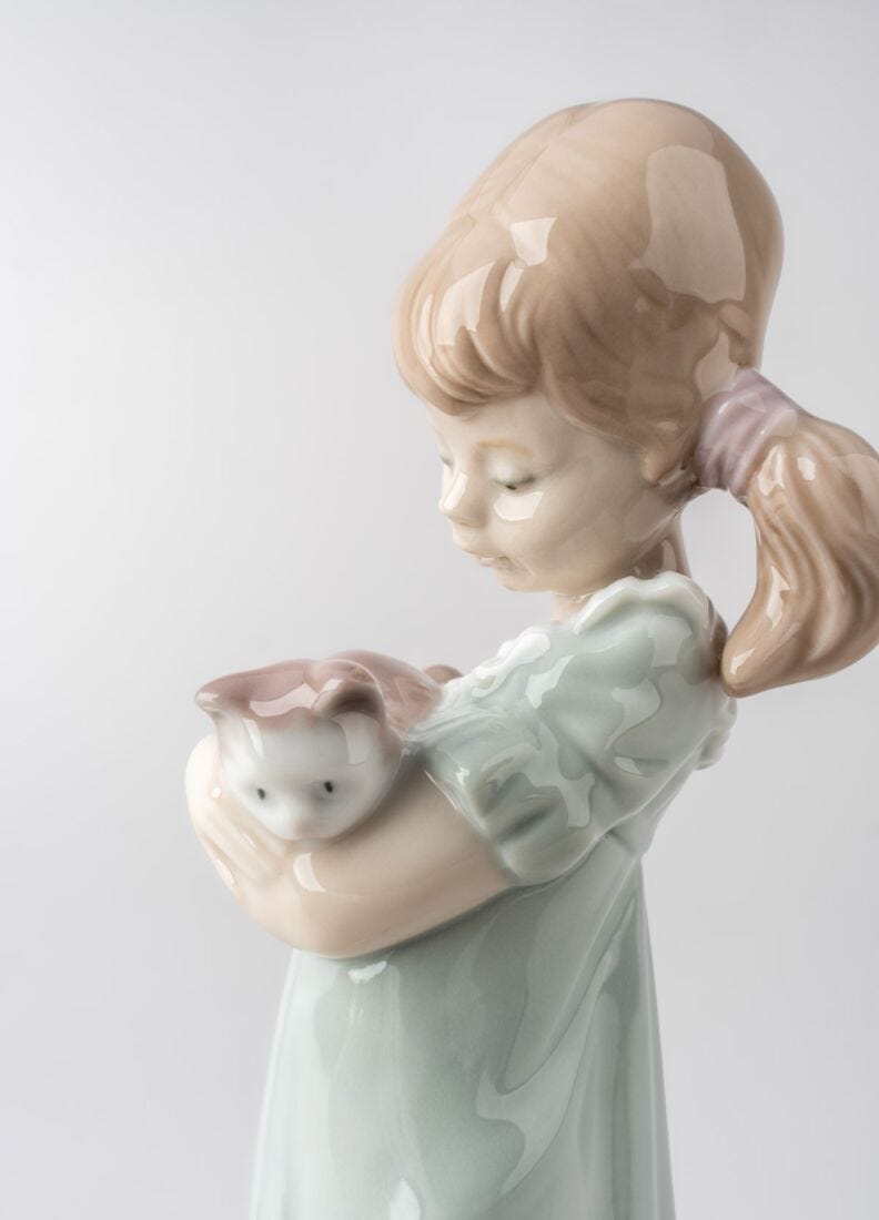 Lladro Figura Niña Caricias Y Celos